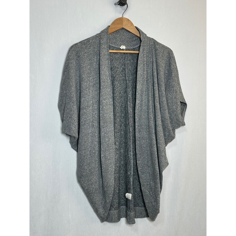 Lanston Gray Cocoon Cardigan Open Front Dolman Sleeve Heathered Knit XS‎